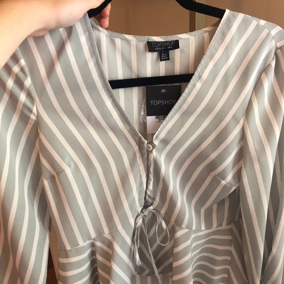 Topshop gray and white blouse - Picture 3 of 5